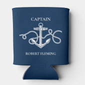 Nautical Anchor Rope Kapitein Naam Gepersonaliseer Blikjeskoeler (Achterkant)