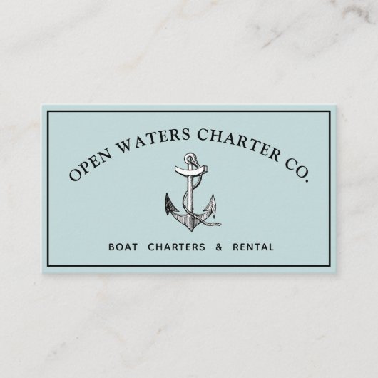 Nautical Anchor & Rope Marina Blue Visitekaartje (Voorkant)