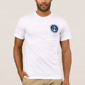 Nautical Anchor Rope Navy - Aangepaste kapitein Bo T-shirt (Voorkant)