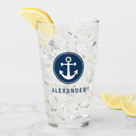Nautical Anchor Rope Navy Blue Custom Glas
