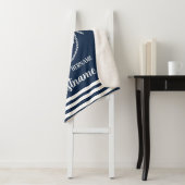 Nautical Anchor Rope Navy Blue Mr. & Mrs. Sherpa Deken (In situ)