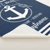 Nautical Anchor Rope Navy Blue Mr. & Mrs. Sherpa Deken (3/4)