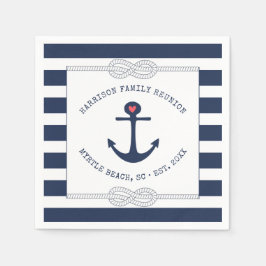 Nautical Anchor Rope Navy Blue Striped Reunion Servet