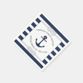 Nautical Anchor Rope Navy Blue Striped Reunion Servet (Hoek)