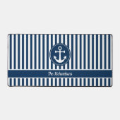 Nautical Anchor Rope Navy Blue Stripes Custom Bureaumat (Voorkant)