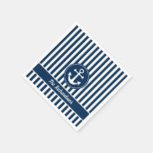 Nautical Anchor Rope Navy Blue Stripes Custom Servet (Hoek)