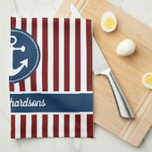 Nautical Anchor Rope Navy Red White Stripes - Aang Theedoek (Quarter Fold)