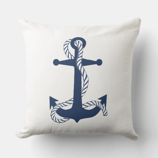 Nautical Anchor & Rope Navy White ID836 Kussen (Voorkant)