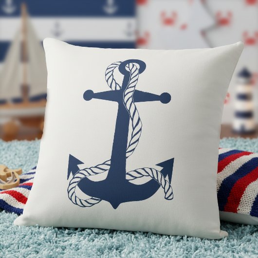 Nautical Anchor & Rope Navy White ID836 Kussen