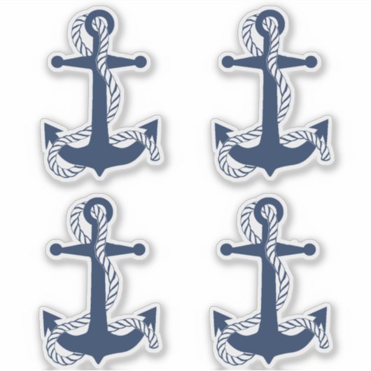 Nautical Anchor & Rope Navy White ID836 Sticker (Voorkant)