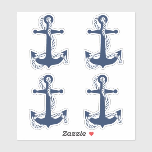 Nautical Anchor & Rope Navy White ID836 Sticker (Vel)