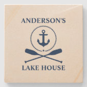 Nautical Anchor Rope Oars Lake House Sandstone Stenen Onderzetter (Voorkant)