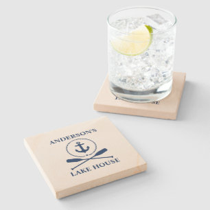 Nautical Anchor Rope Oars Lake House Sandstone Stenen Onderzetter