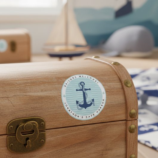 Nautical Anchor & Rope Safe Harbor ID1250 Ronde Sticker