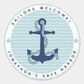 Nautical Anchor & Rope Safe Harbor ID1250 Ronde Sticker (Voorkant)