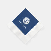 Nautical Anchor Rope Wheel Navy Blue Boat Name Servet (Hoek)