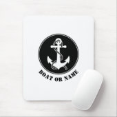 Nautical Anchor & Rope Your Boat of Name Black Muismat (Met muis)