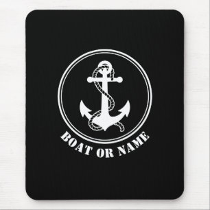 Nautical Anchor & Rope Your Boat of Name Black Muismat