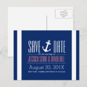 Nautical Anchor Royal Blue Wedding Save the Date Aankondigingskaart (Voorkant / Achterkant)
