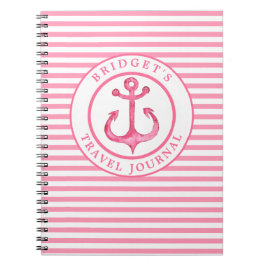 Nautical Anchor - Roze Stripes Foto Notitieboek