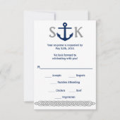 Nautical Anchor RSVP Card Navy and Grey (Voorkant)