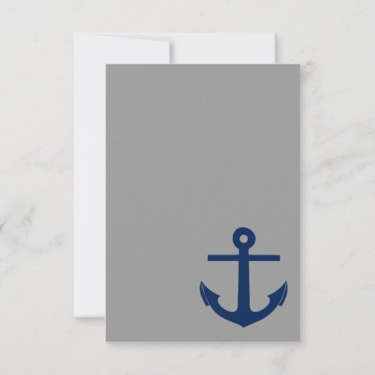 Nautical Anchor RSVP Card Navy and Grey (Achterkant)