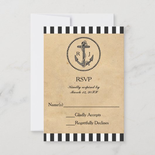  Nautical Anchor - RSVP-reactiekaart RSVP Kaartje (Voorkant)