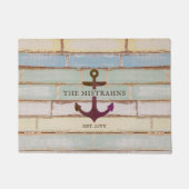 Nautical Anchor Rustic Wood Boat Name Deurmat (Voorkant)