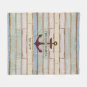 Nautical Anchor Rustic Wood Boat Name Fleece Deken (Voorkant (Horizontaal))