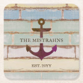 Nautical Anchor Rustic Wood Boat Name Kartonnen Onderzetters (Voorkant)