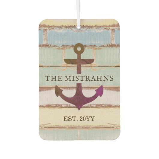 Nautical Anchor Rustic Wood Boat Name Luchtverfrisser (Voorkant)