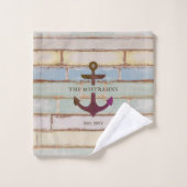 Nautical Anchor Rustic Wood Weathered Decor Bad Handdoek (Wasdoekje)