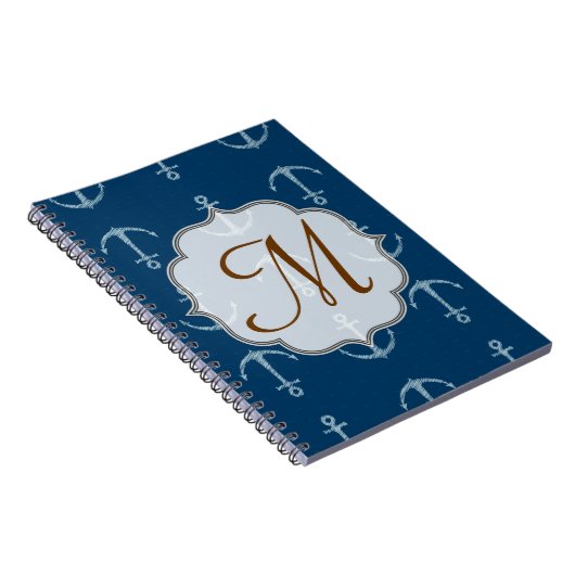 Nautical Anchor Sail Monogram Initiaal Notitieboek (Rechterzijde)