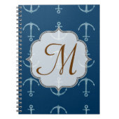 Nautical Anchor Sail Monogram Initiaal Notitieboek (Voorkant)