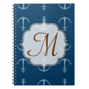 Nautical Anchor Sail Monogram Initiaal Notitieboek