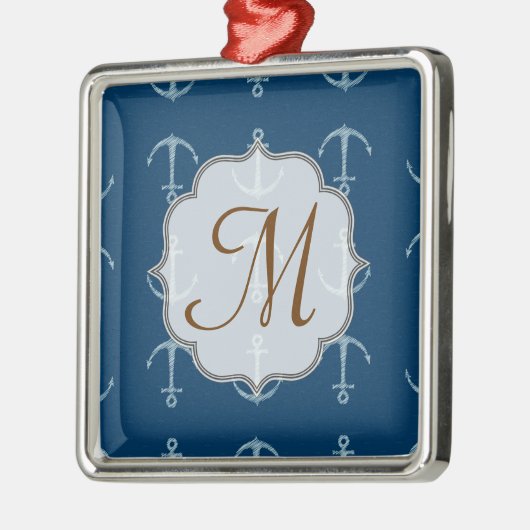 Nautical Anchor Sail Sai Monogram Initiaal Ornamen Metalen Ornament (Links)