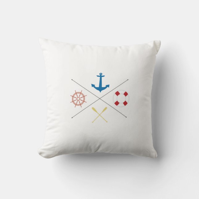 Nautical Anchor Sail Sailing Throw Couch Pillow Kussen (Voorkant)