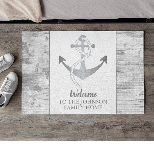 Nautical Anchor Sailing Family Name Gray Welkom Deurmat