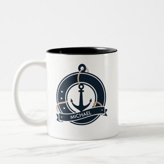 Nautical Anchor Sailor Sailor Specialized Tweekleurige Koffiemok (Links)