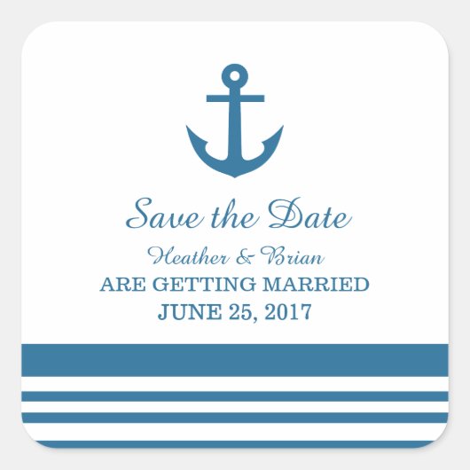 Nautical Anchor Save the Date Stickers (Voorkant)