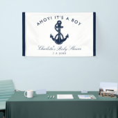 Nautical Anchor Script Baby shower Papier Spandoek (Beurs)