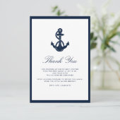 Nautical Anchor Script Boy Baby shower Bedankkaart (Staand voorkant)