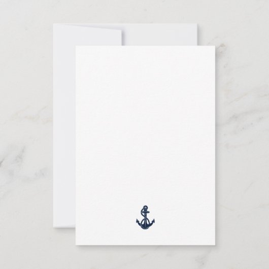 Nautical Anchor Script Boy Baby shower Bedankkaart (Achterkant)