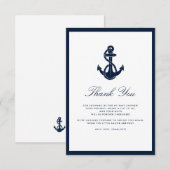 Nautical Anchor Script Boy Baby shower Bedankkaart (Voorkant / Achterkant)