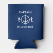 Nautical Anchor Seahorse Captain Boat Name Navy Blikjeskoeler (Voorkant)