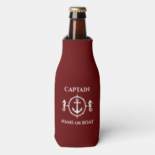 Nautical Anchor Seahorse Captain Boat Name Red Flesjeskoeler