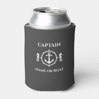Nautical Anchor Seahorse Kapitein Bootnaam Grijs Blikjeskoeler