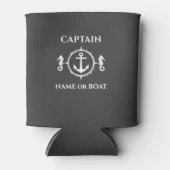 Nautical Anchor Seahorse Kapitein Bootnaam Grijs Blikjeskoeler (Voorkant)