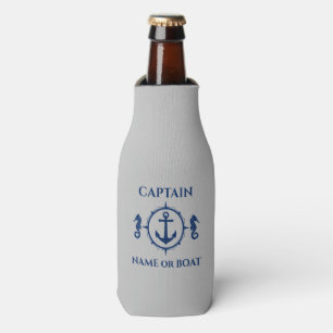 Nautical Anchor Seahorse Kapitein Bootnaam Lt Grey Flesjeskoeler