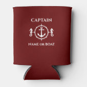 Nautical Anchor Seahorse Kapitein Bootnaam Rood Blikjeskoeler (Voorkant)